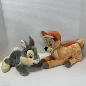 DISNEY STORE exclusive Bambi sitting plush and thumper stuffed animal dolls toys